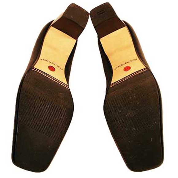 PUMPS, CALF LEATHER, Sz 7B, BLACK WITH RED INTERIOR, HEEL 2 ¾ inches, SQUARE TOE - Picture 6 of 6